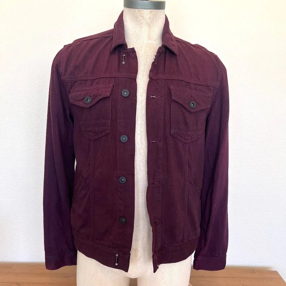 Paige Jacket - Scout Denim - Dark Burgundy - Trucker - Size Small - Picture 2 of 13